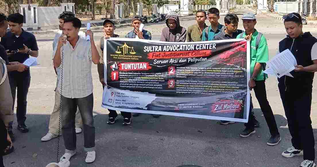 Aksi di Polda Sultra, SAC Minta Dugaan Tambang Emas Ilegal di Bombana Diusut Tuntas